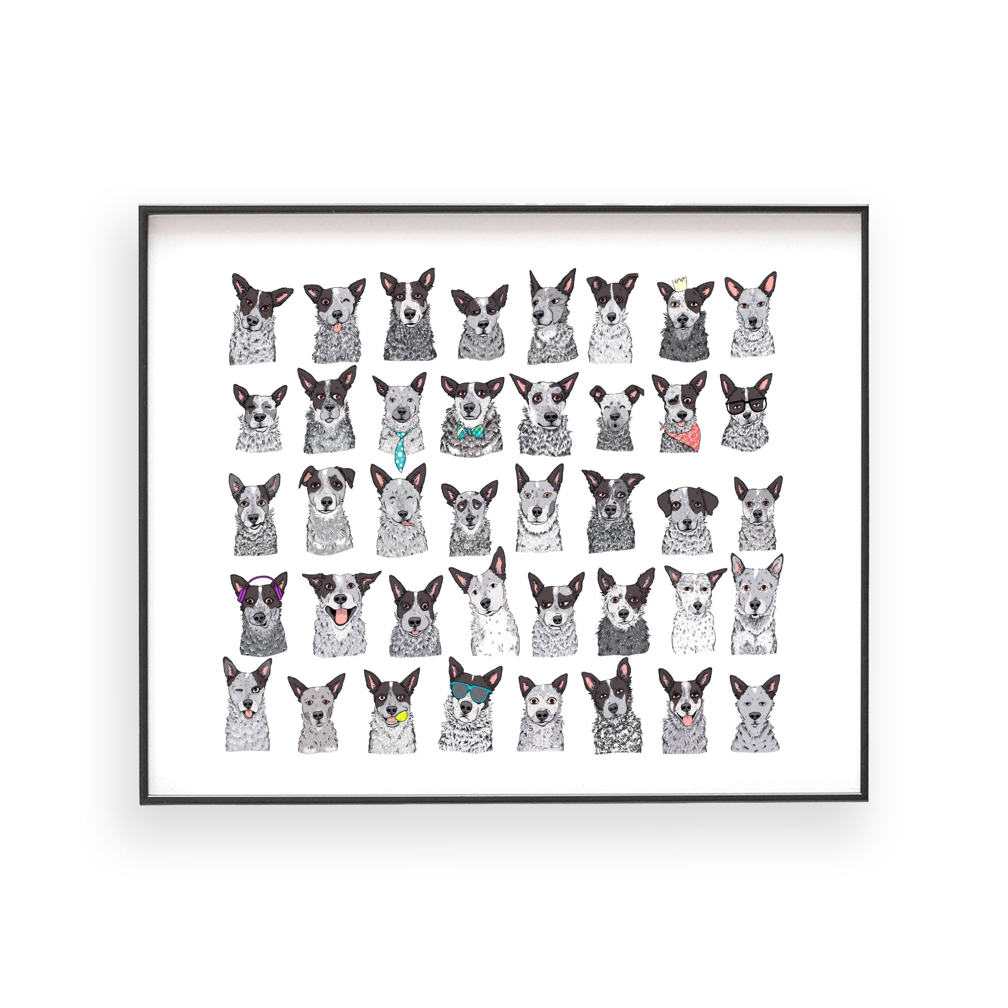40 B&W Heelers Art Print