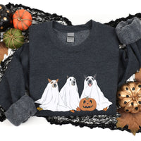 "Three Ghosts" Spooky Halloween Cattle Dogs Unisex Sweatshirt - Soft Cotton Blend Crewneck